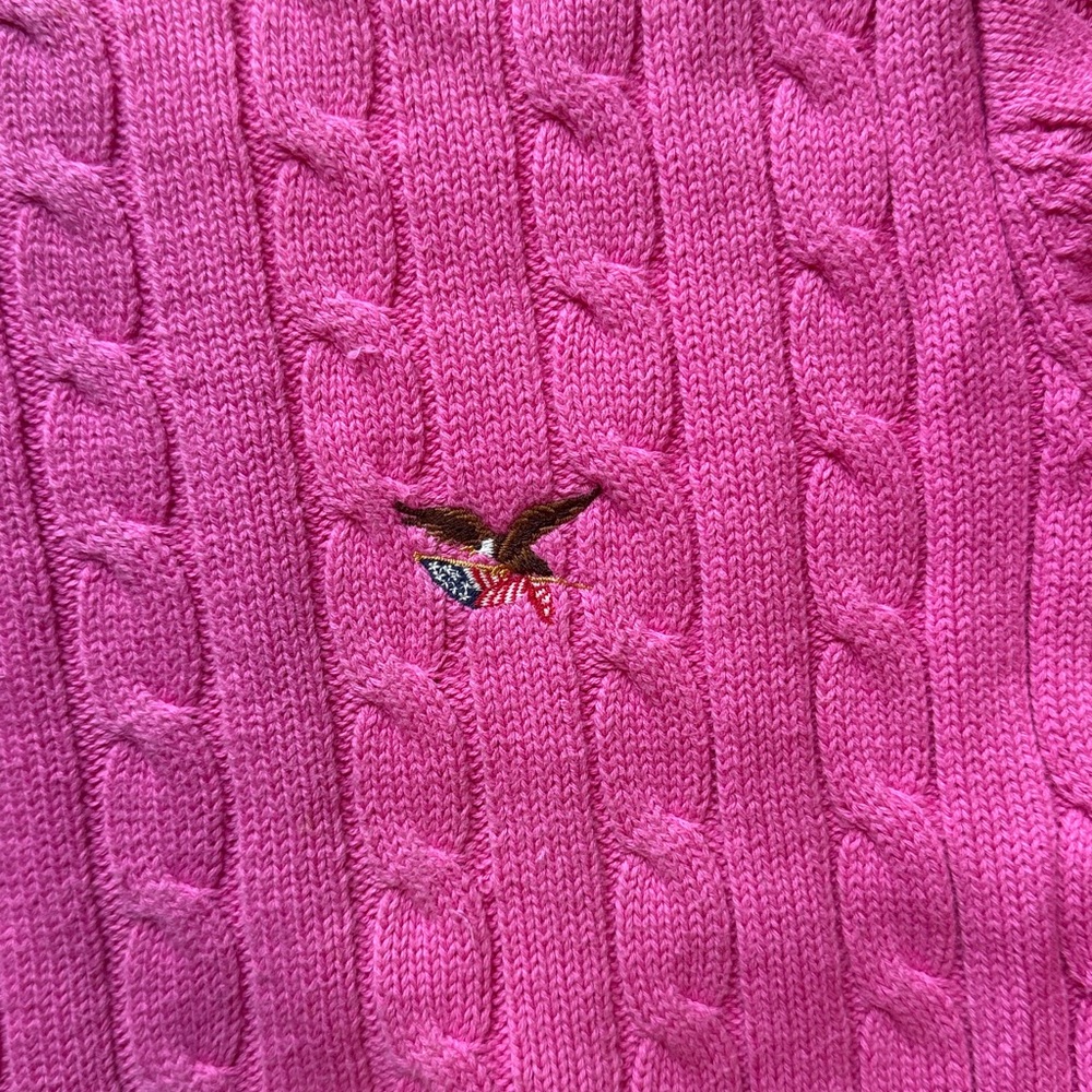 AMERICAN LIVING Long Sleeve Cable Knit Crew Neck Pink Sweater Top - Picture 3 of 4